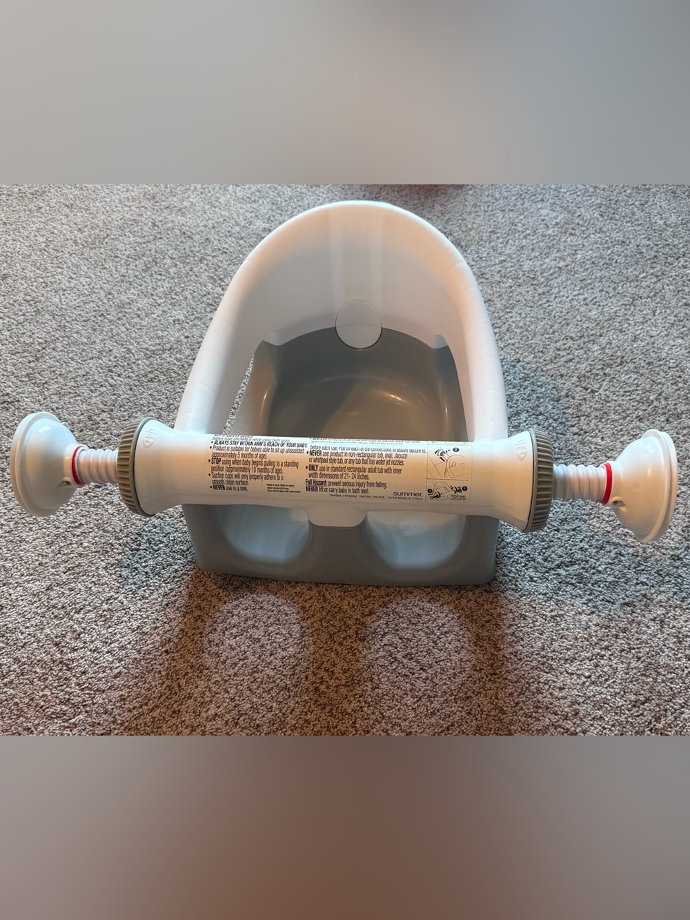 Baby Bath Seat with Suction Safety Bar - Gray
